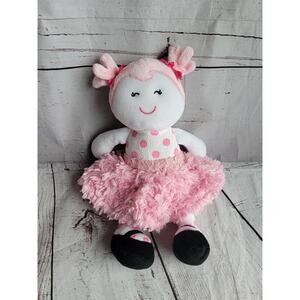 Baby Starters Ballerina Plush 11" White Pink Polka Dot Swirl Tutu Doll Toy